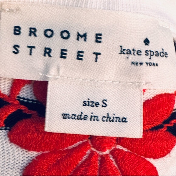 Kate Spade Broome Street Black/White Striped & Embroidered Top - Picture 15 of 16